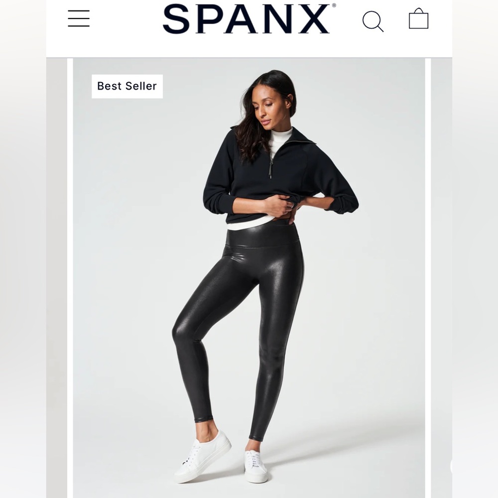 Spanx faux leather leggings. Worn only one time! Sz L